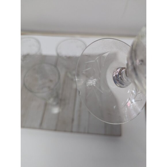 Set Of 4 Vintage Flower Etched Large Crystal Iced Tea Glass 6 1/4” Clear * - Picture 4 of 9